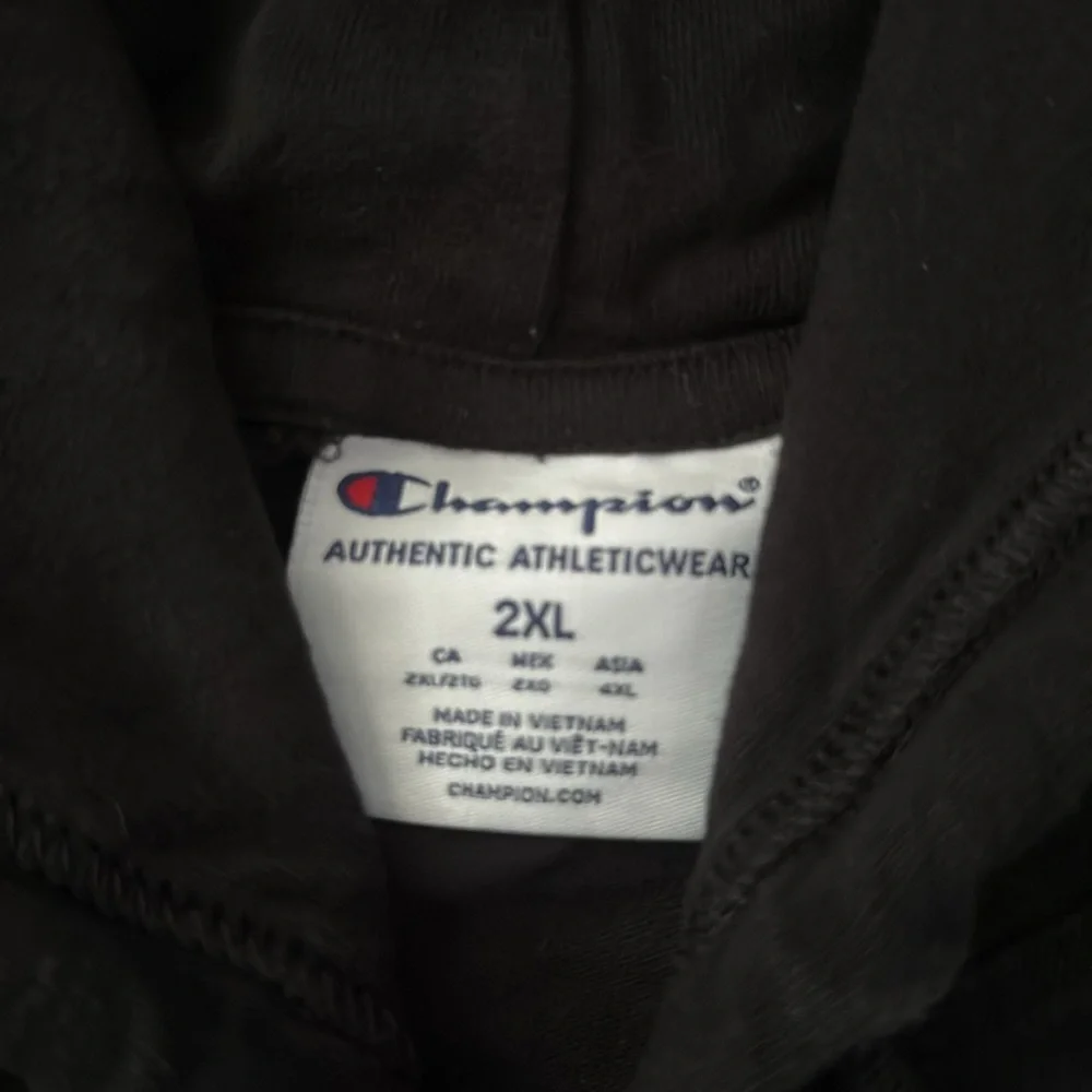 EUC Men’s Champion Black/White Script MidWeight Hoodie in Size 2XL - Picture 5 of 9